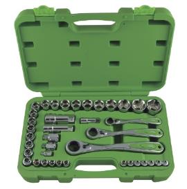 Nasadni ključevi u garnituri sa prolaznim ručicamau plastičnom koferu prihvat 1/2,1/4 i 3/8 JBM